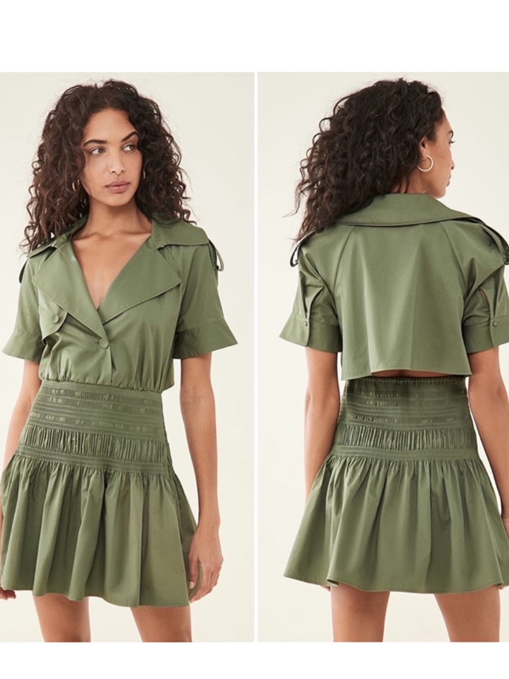 Self Portrait Khaki Trench Mini Dress In Green Size 4